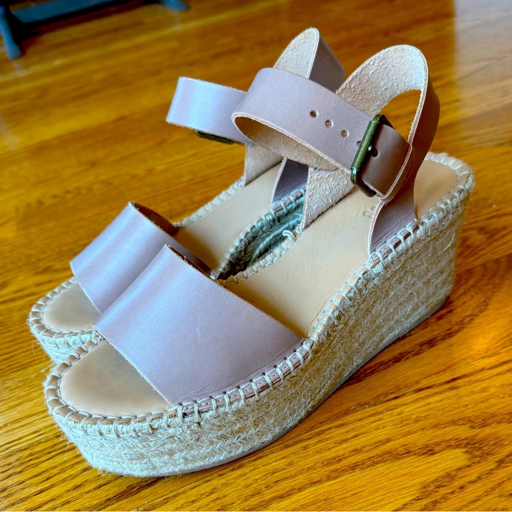 Soludos. Minorca Wedge Platform Sandal. Nude/Pink. Size 7.5